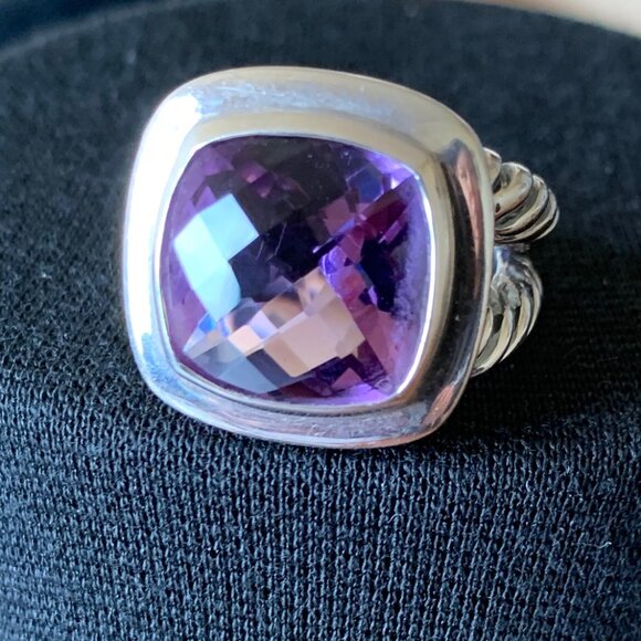 David Yurman Amethyst and Sterling Albion Ring, 14mm, Size 6.25